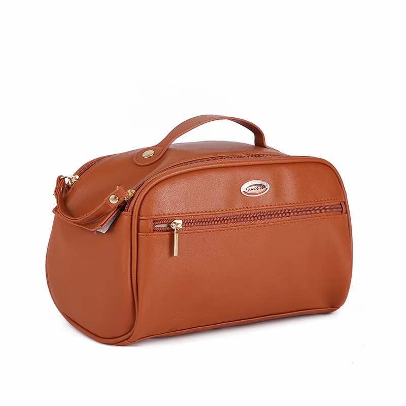 PU Leather Double Zipper Makeup Bag - Waterproof Travel Cosmetic Case for Women | Perfect for Travel & Daily Use