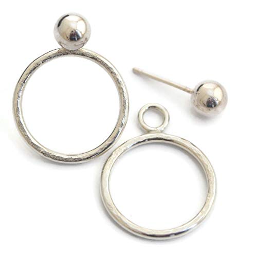 Sterling Silver Two-Sided Hoop Earrings for Women & Men - Front & Back Circle Disc Post Studs with Ball Detail | Perfect for Everyday Wear, Parties & Gifting