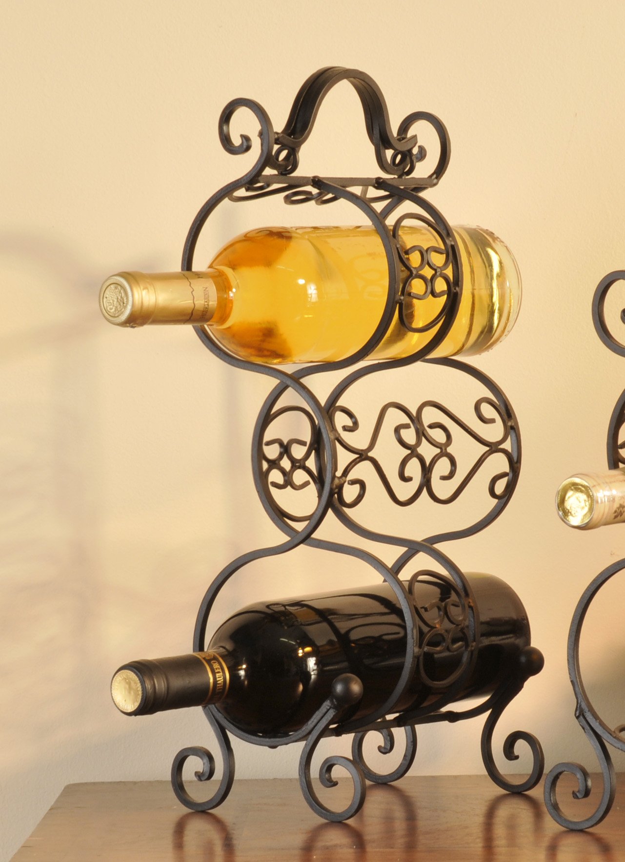 GiftCraft Iron 3-Bottle Wine Rack - Sturdy Metal Wine Holder for Kitchen, Bar, Dining Room & Home Decor | Perfect for Wine Storage & Display