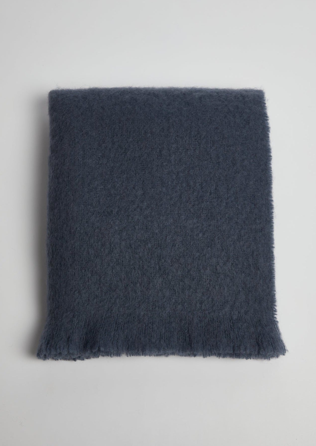 Foxford Mohair Throw Blanket | Luxurious Hauge Blue Soft Wool Afghan for Sofa, Bed & Home Decor | Cozy Winter Gift Idea