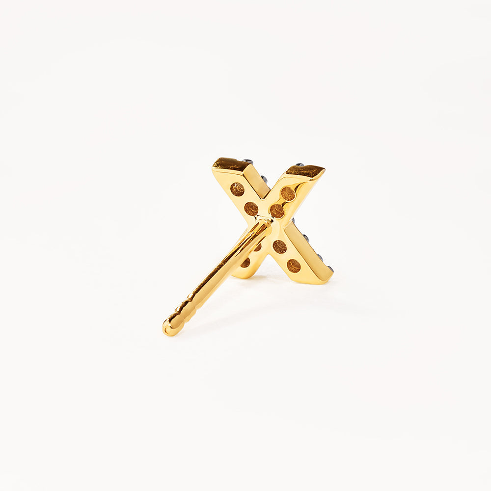 10k Gold Diamond Letter X Single Stud Earring - Elegant & Dainty Jewelry for Women, Perfect for Everyday Wear, Gifts & Special Occasions