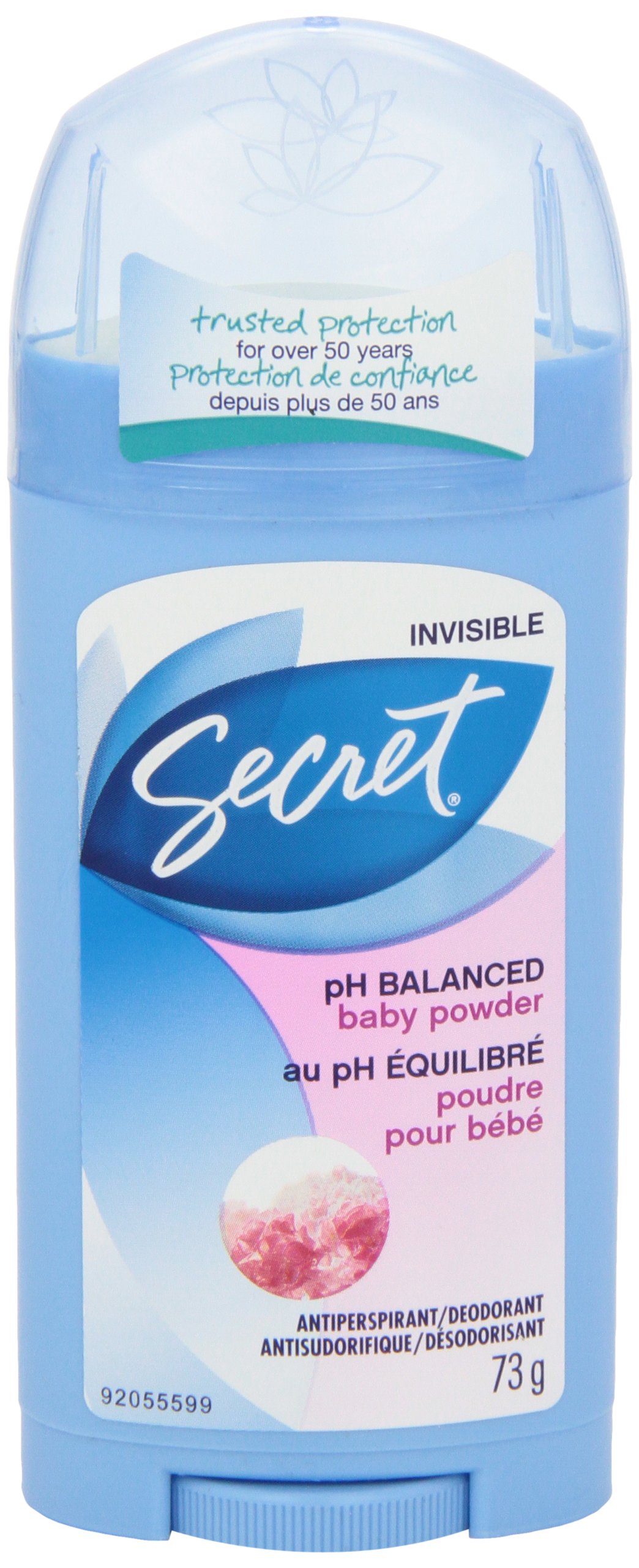 Secret Invisible Solid Antiperspirant & Deodorant for Women & Men - Baby Powder Scent, 73g - All-Day Odor Protection & Wetness Control for Workouts, Office & Daily Use