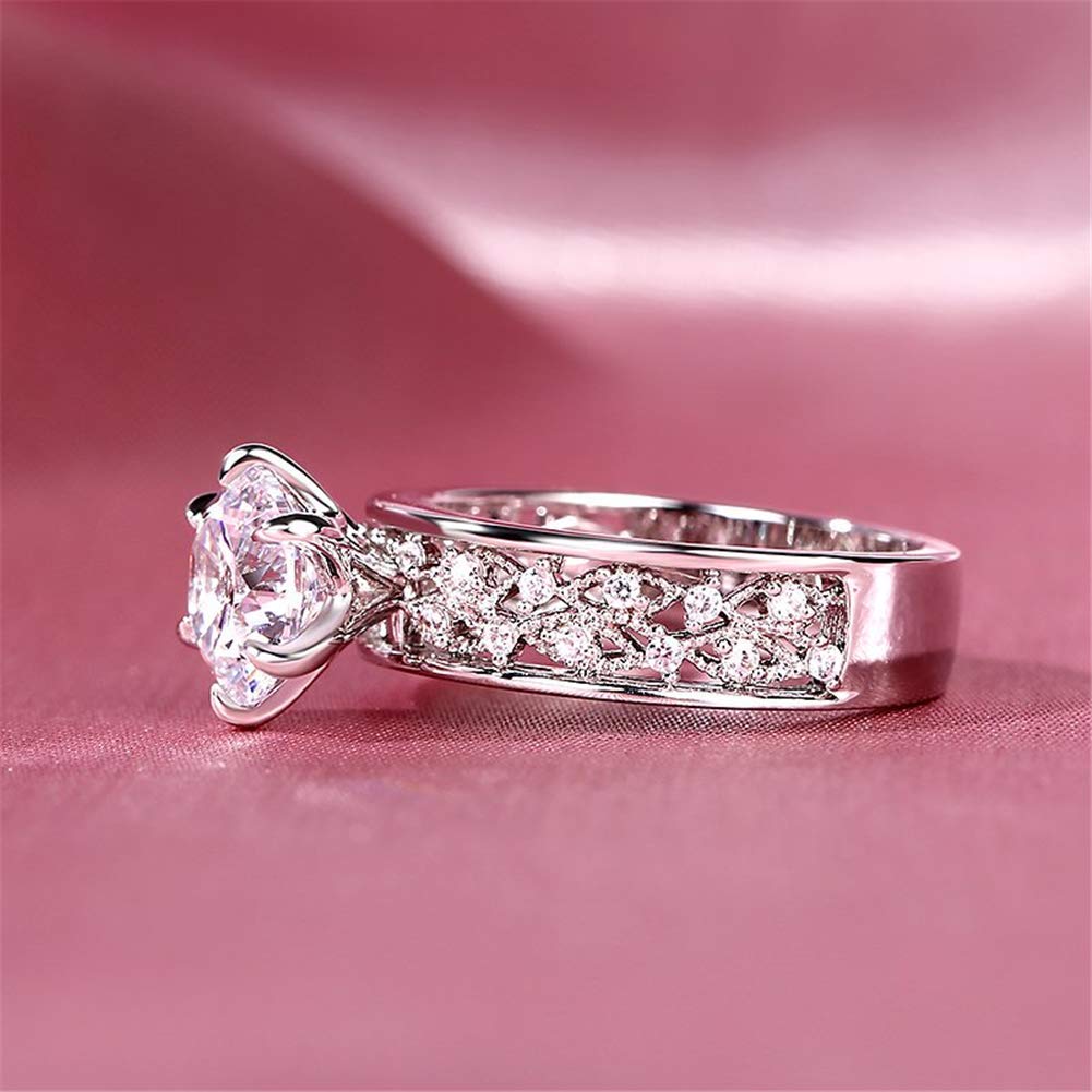 Jeulia 3 Carat Vintage Style Sterling Silver Engagement Ring for Women - Round Cut Cubic Zirconia Wedding Band, Anniversary & Promise Ring | Perfect for Proposals, Bridal Jewelry & Special Occasions