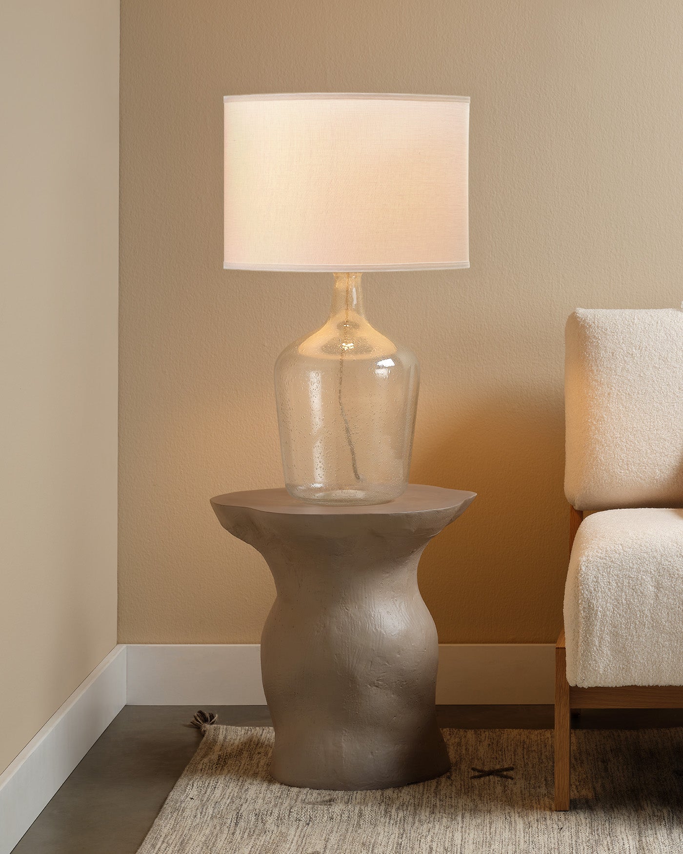 Medium Plum Jar Lamp with Clear Glass - Perfect for Bedroom, Living Room, and Office Decor