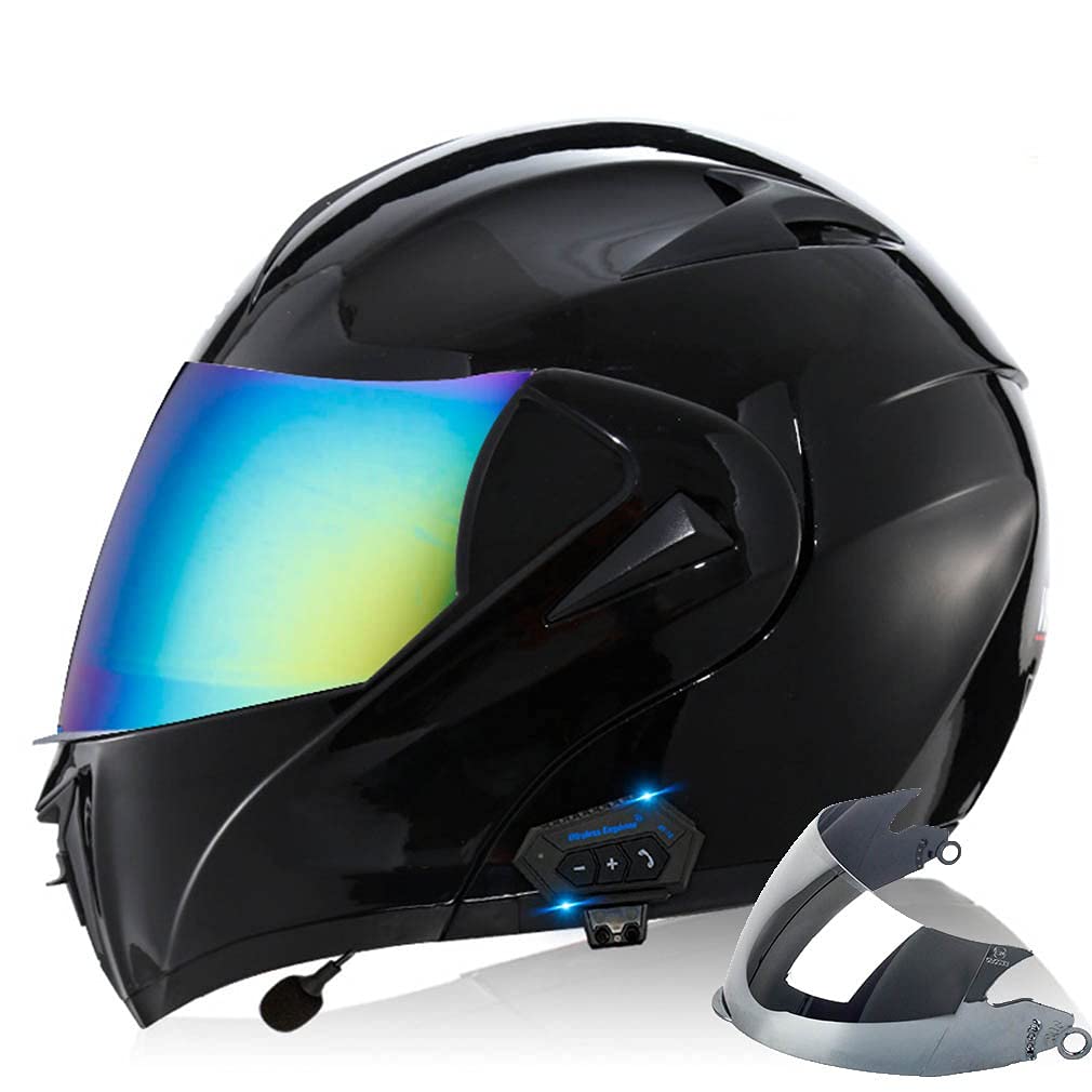 Bluetooth Motorcycle Helmet - DOT/ECE Certified Full Face Helmet with Built-in MP3 & Communication System for Motorbike, Moped, Scooter (Size XS: 53-54cm) - Perfect for Urban Commuting & Long Distance Riding