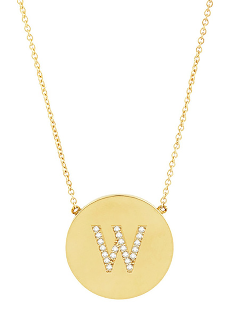 14K Gold Plated Sterling Silver CZ Round Initial Necklace for Women - Personalized Name Letter Pendant Jewelry Gift for Birthday, Anniversary & Valentine's Day