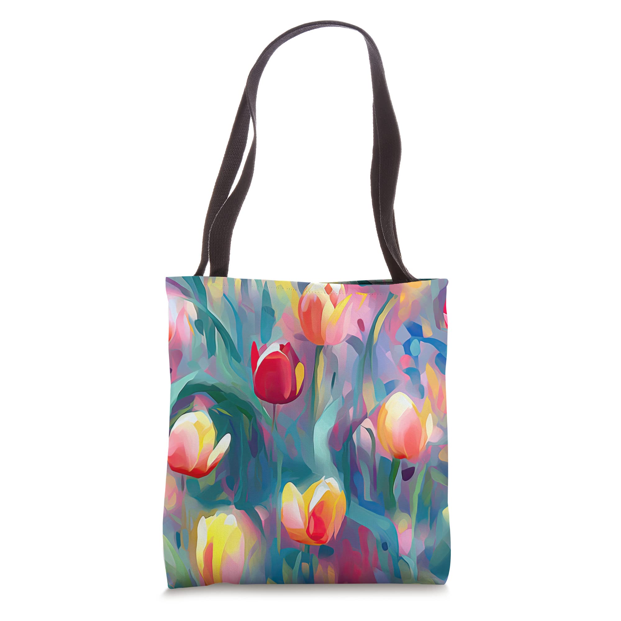 Impressionist Tulips Canvas Tote Bag - Stylish & Durable Reusable Shopping Bag for Groceries, Beach, Work & Travel