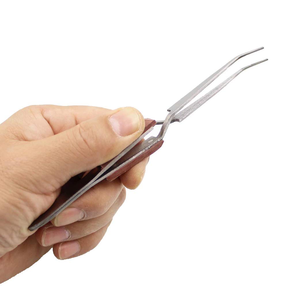 Premium Self-Closing Stainless Steel Tweezer with Fiber Handle - Diagonal Cross Locking Design for Precision Work (1 Piece) - Ideal for Electronics Repair, Jewelry Making, and Crafting Projects