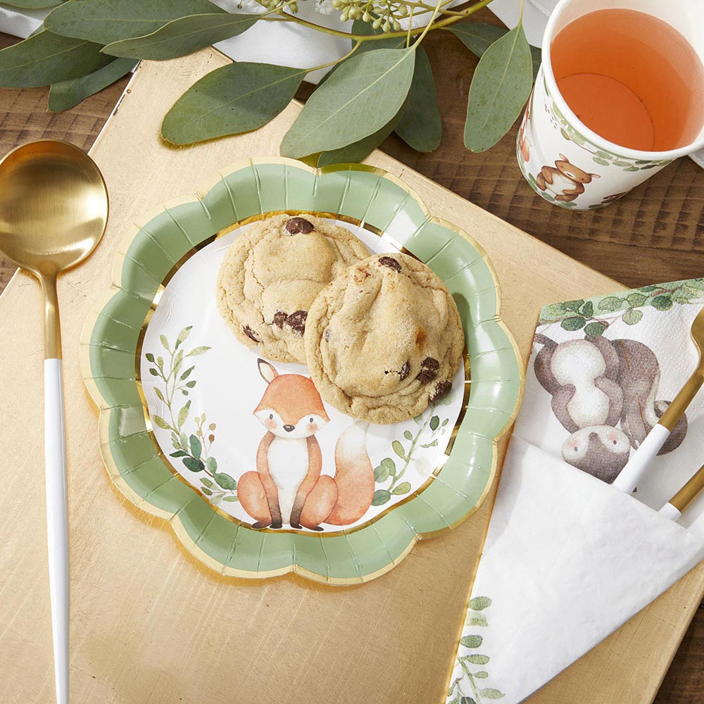 Premium Woodland Baby 7-Inch Paper Plates - Set of 16 | Eco-Friendly Disposable Plates for Birthday Parties, Baby Showers & Picnics