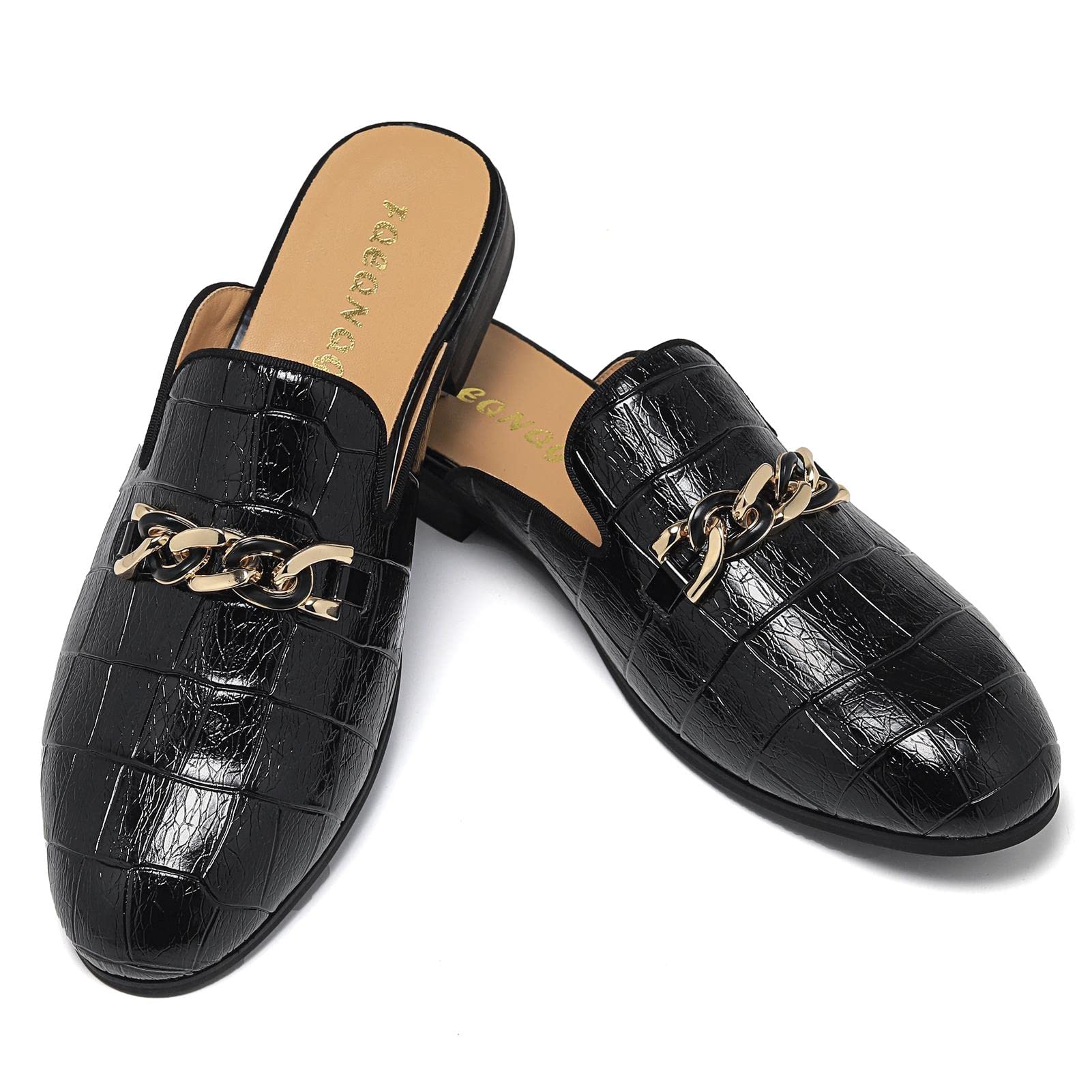 Men's Slip-On Mule Loafers - Breathable Leather Dress Shoes for Formal & Casual Wear | Comfortable Backless Slippers for Office, Home & Travel