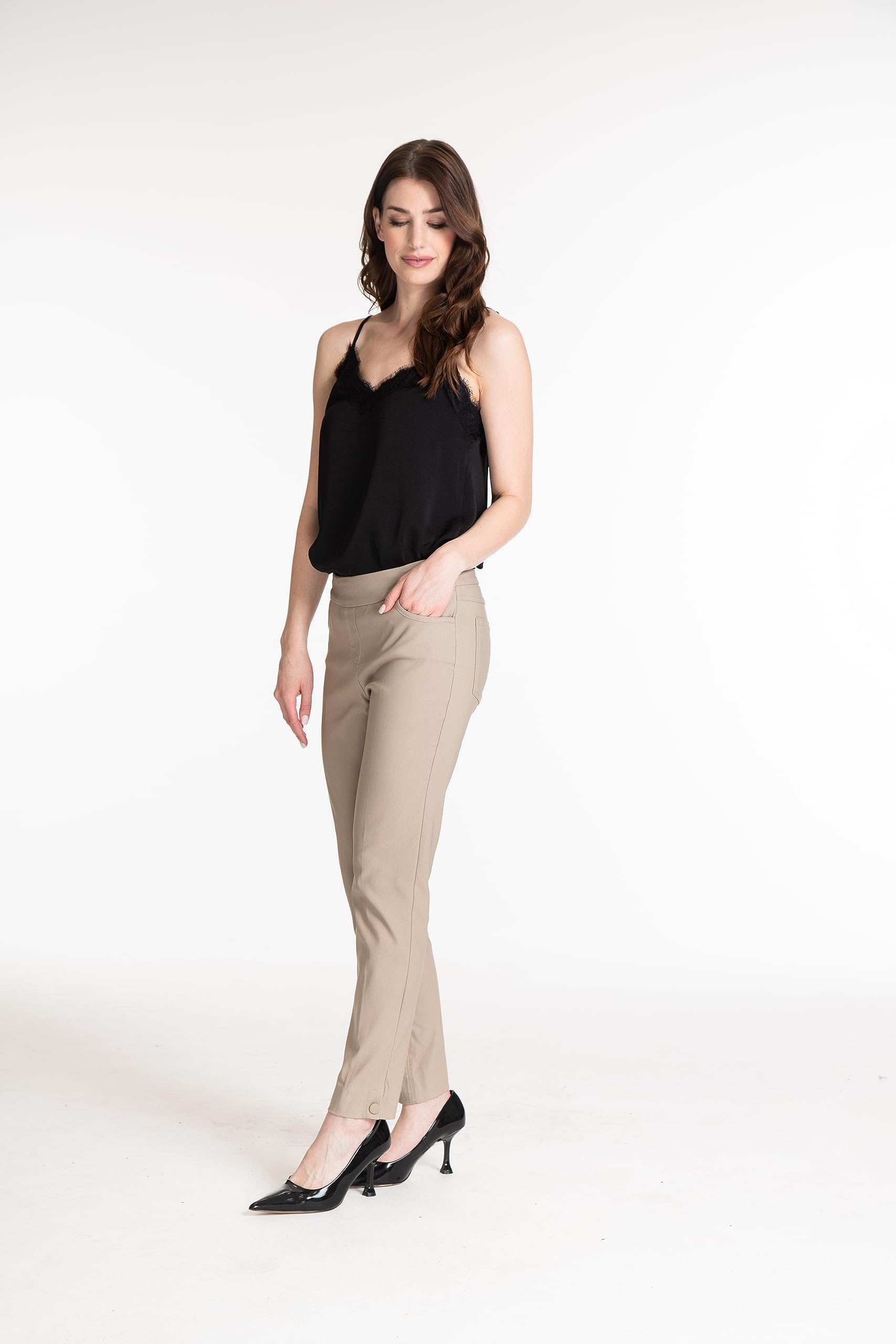 SLIM-SATION Women's Ankle Pants - Stretchy Pull-On for Work & Travel