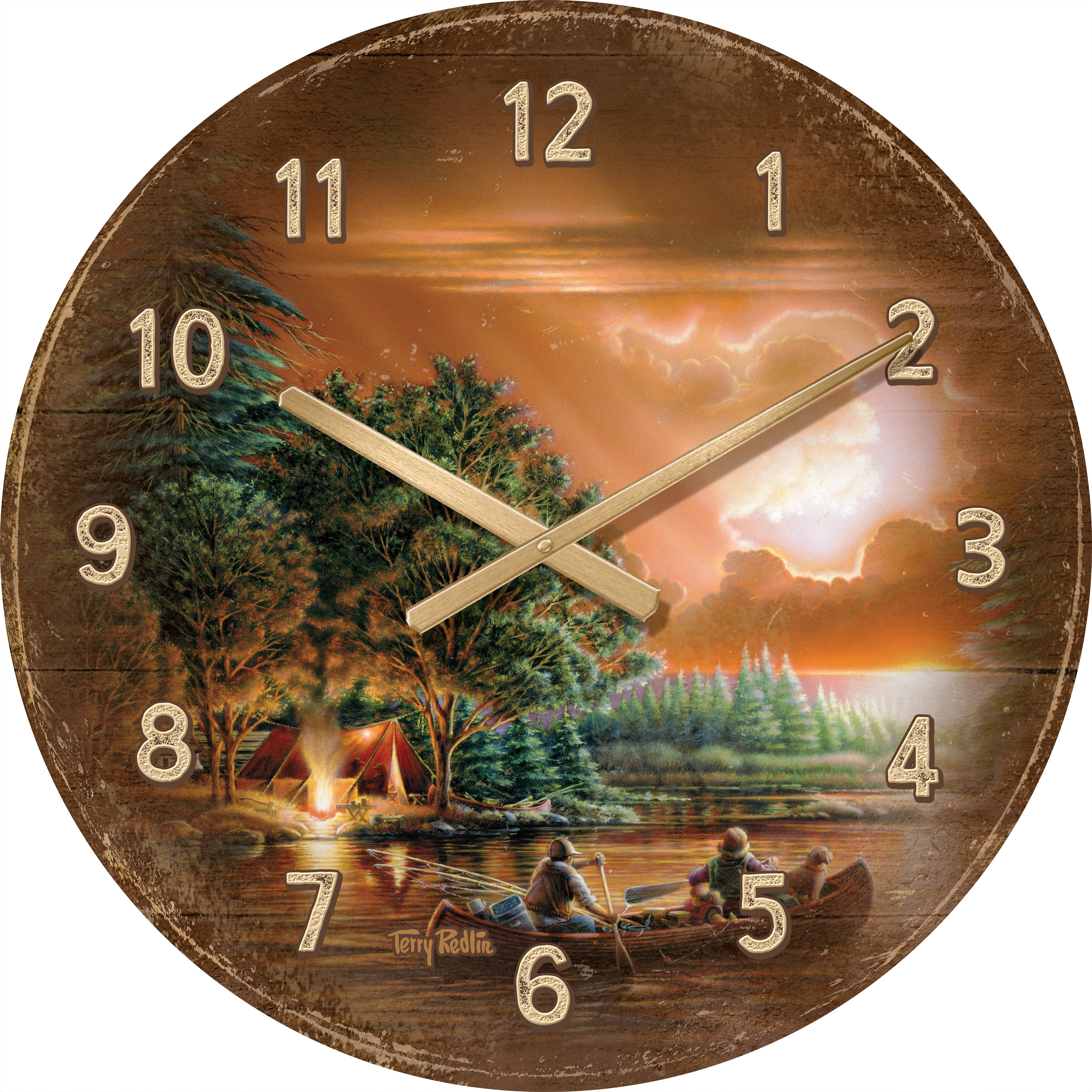 Evening Rendezvous 21 Round Wall Clock - Vintage Style Home Decor for Living Room, Bedroom & Office | Silent Non-Ticking Battery Operated