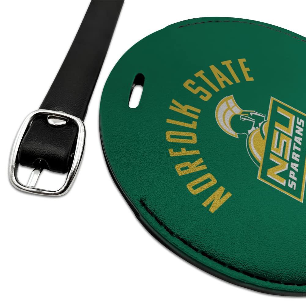 Norfolk State University Spartans Logo Round Leather Luggage Tag & ID Card Holder - Perfect for Travel, Campus Life, and Alumni Events