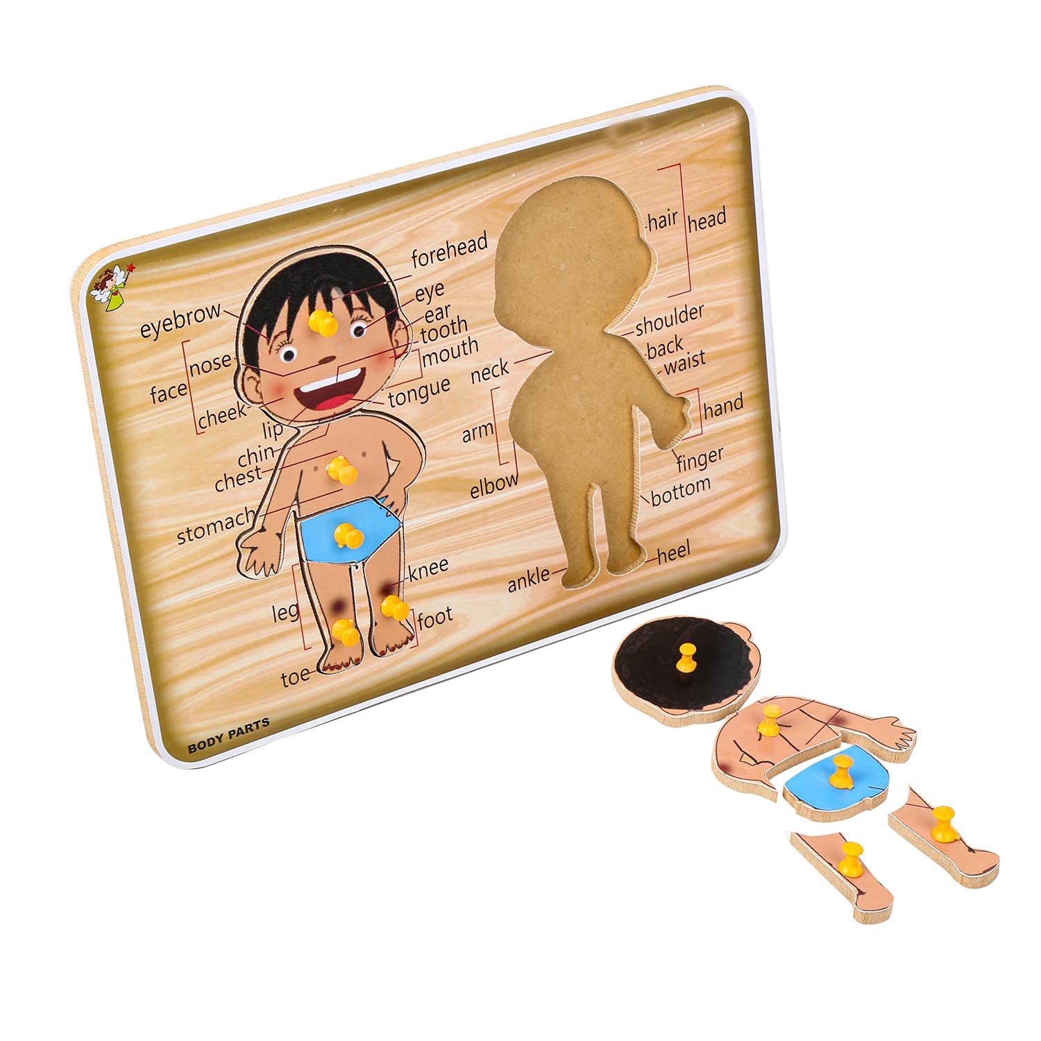 EL FIGO Wooden Puzzles for Kids - Educational Learning Toys with Shapes, Fruits, Vegetables & Body Parts - Montessori Preschool Learning Activities - Perfect for Classroom, Homeschool & Toddler Playtime
