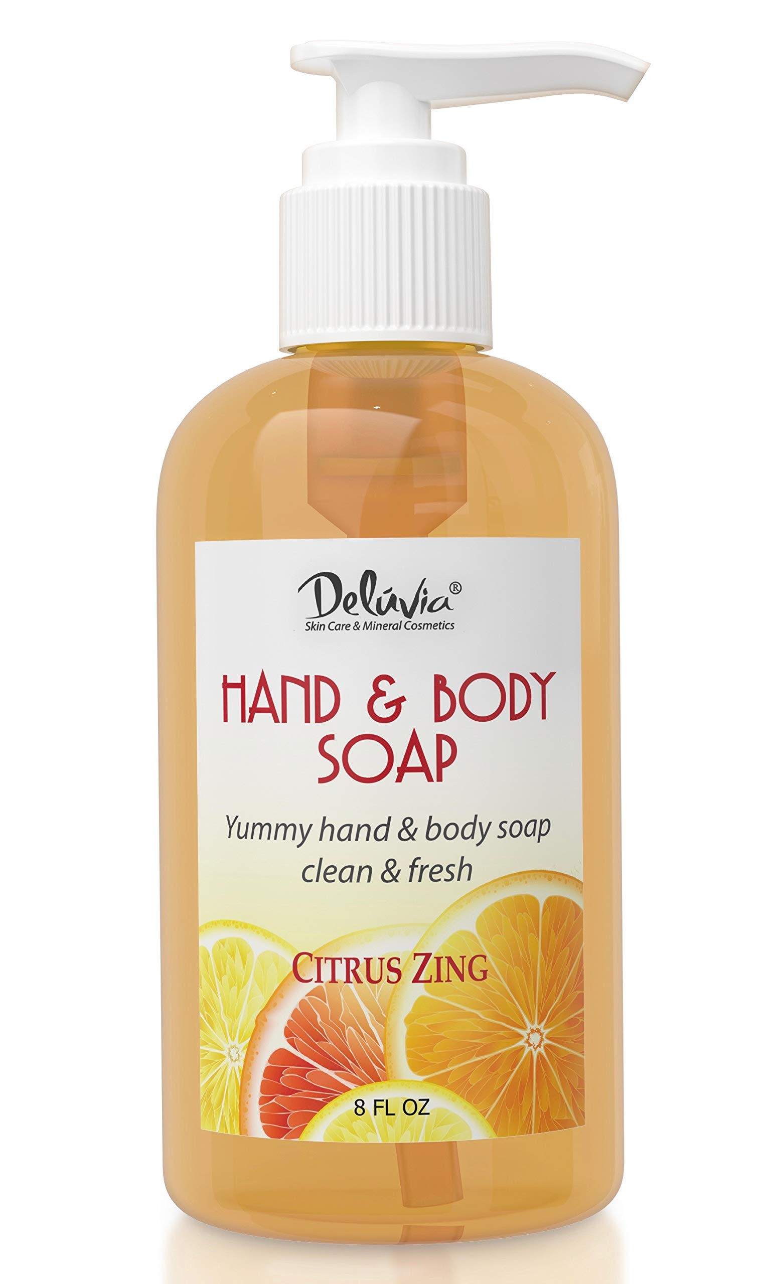 Deluvia Organic Aloe & Vitamin E Hand Soap and Body Wash with Rosemary Extract & Citrus Essential Oils - Refreshing Citrus Zing Scent for Daily Hand Cleansing & Body Wash | Perfect for Home, Gym & Travel Use