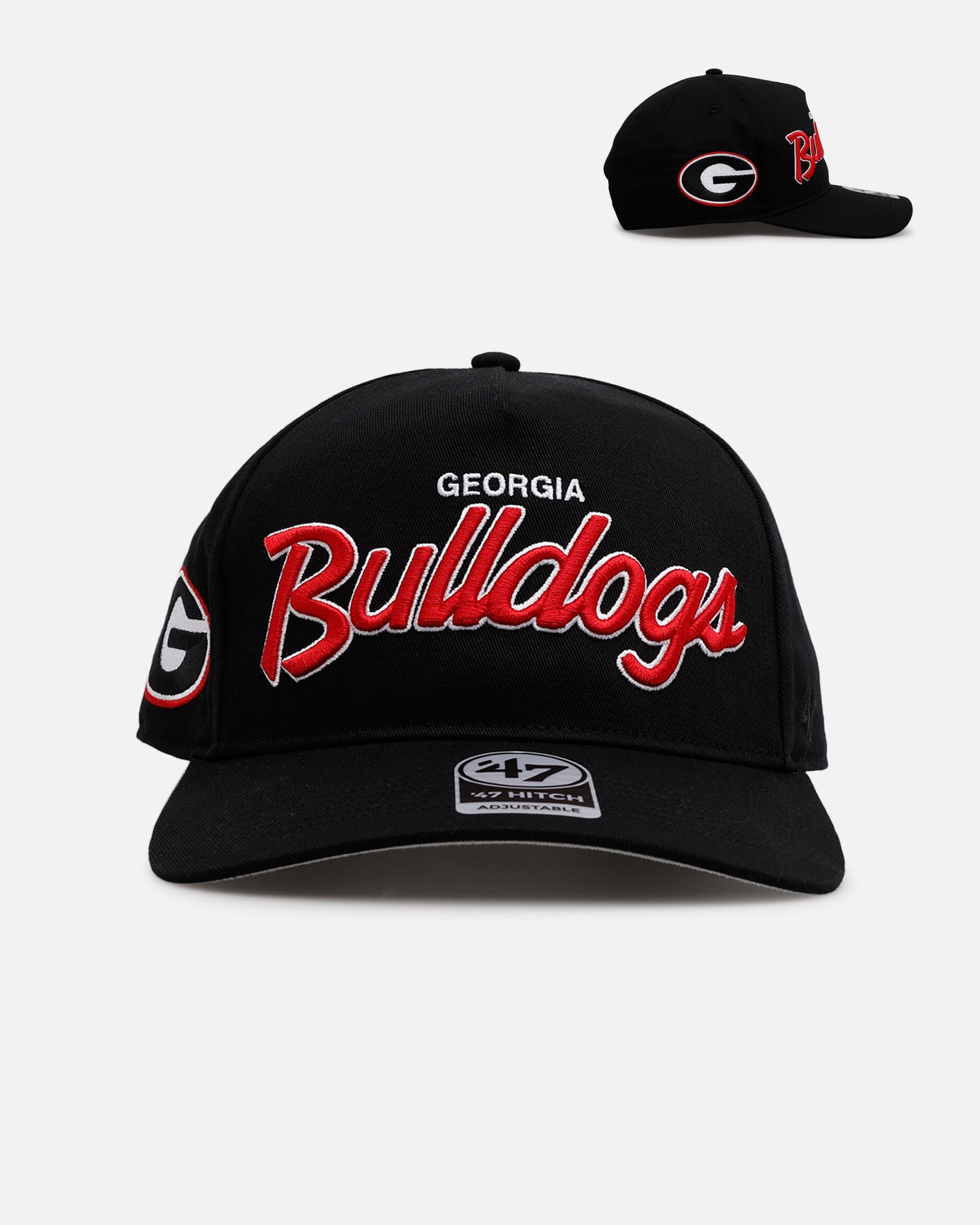 47 Brand Georgia Bulldogs 'Black Dome Script' 47 Hitch Snapback Black Hat - Adjustable Baseball Cap for Men & Women - Perfect for Game Day, Sports Events & Casual Wear