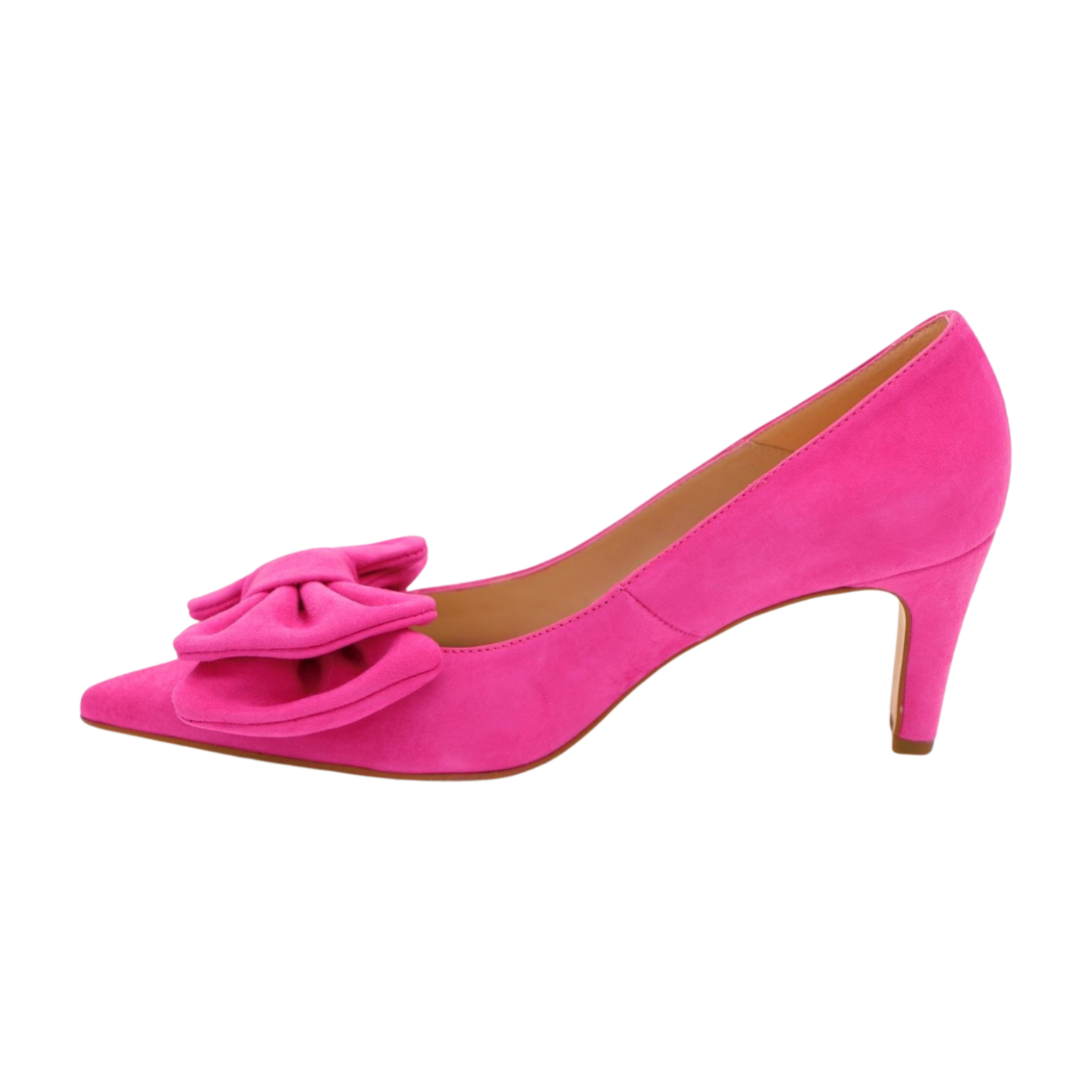 MARIAN Women's Hot Pink Suede Court Shoes with Bow - Elegant Low Heel Pumps for Work, Party & Wedding (Style 2222) | Comfortable Dress Shoes for Office, Dating & Special Occasions