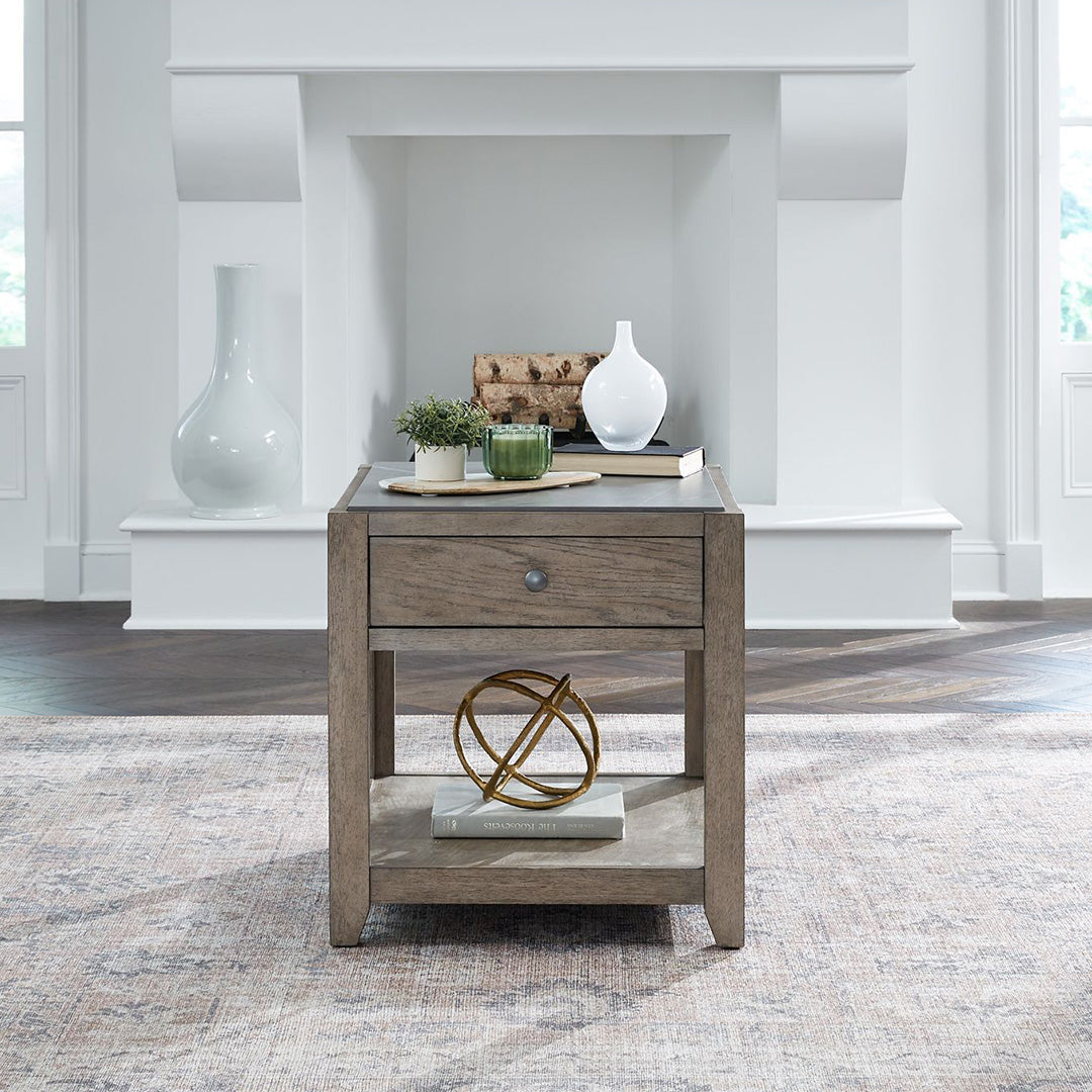 Millstone End Table - Stylish and Durable Side Table for Living Room, Bedroom, or Office - Perfect for Holding Lamps, Books, and Decor