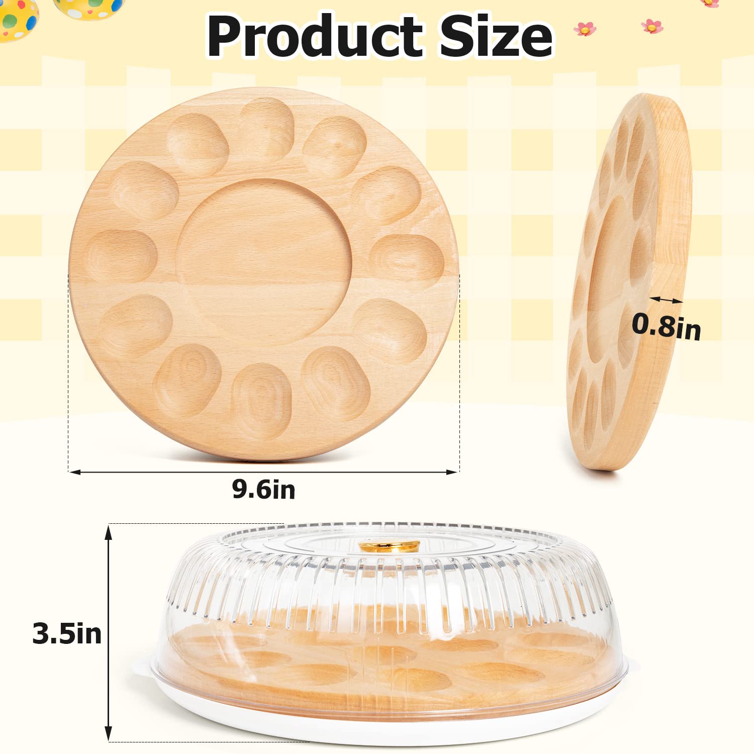 AceList Reversible Wood Deviled Egg Platter with Lid - Charcuterie Serving Board & Egg Holder - Countertop Refrigerator Organizer for Easter, Thanksgiving & Holiday Parties (Perfect for Entertaining, Potlucks & Family Gatherings)