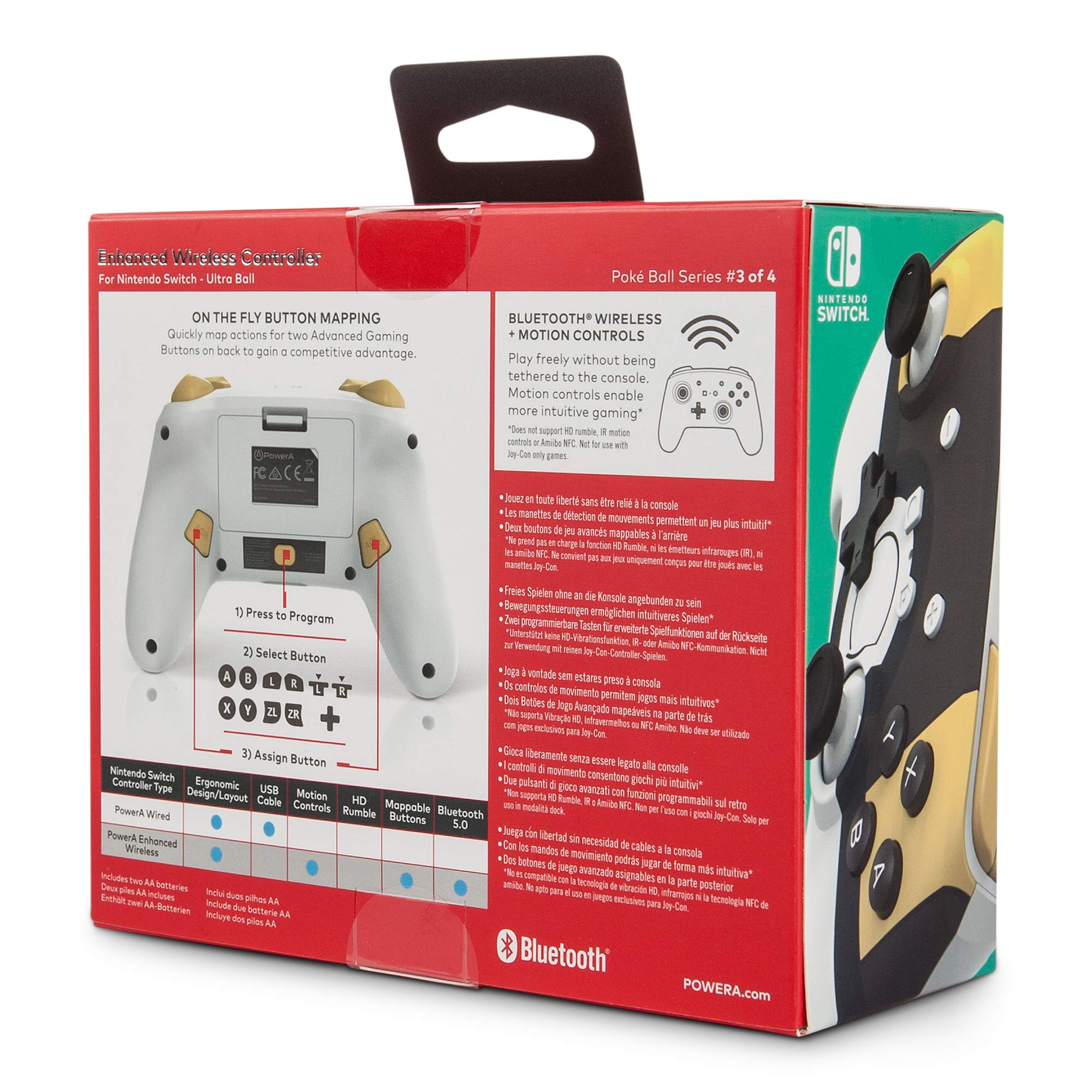 PowerA Enhanced Wireless Controller for Nintendo Switch - Pokemon Ultra Ball Design | Ergonomic Gamepad with Motion Controls & Custom Buttons | Perfect for Gaming, Travel & Multiplayer Sessions