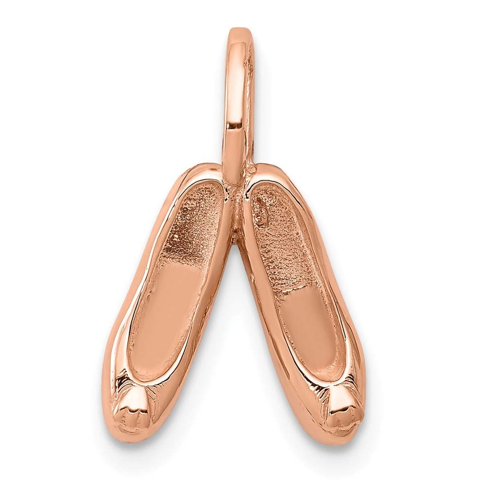 14K Rose Gold Solid Polished 3D Ballet Slippers Charm Pendant - Elegant Jewelry Gift for Dancers, Ballerinas & Dance Lovers - Perfect for Necklaces, Bracelets & Dance-Themed Jewelry Collections