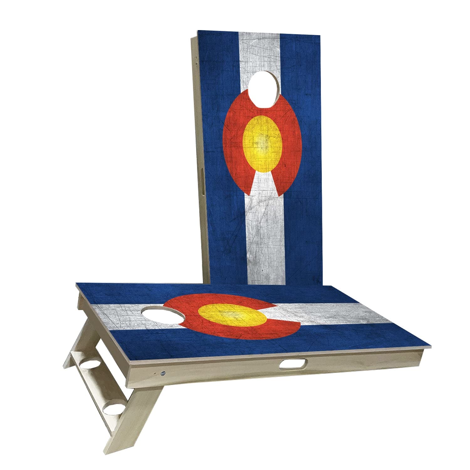 Skip's Garage Colorado Flag Cornhole Board Set - 2 Boards & 8 Bags - Custom Size & Accessories - Perfect for Backyard Parties, Tailgating & Outdoor Games