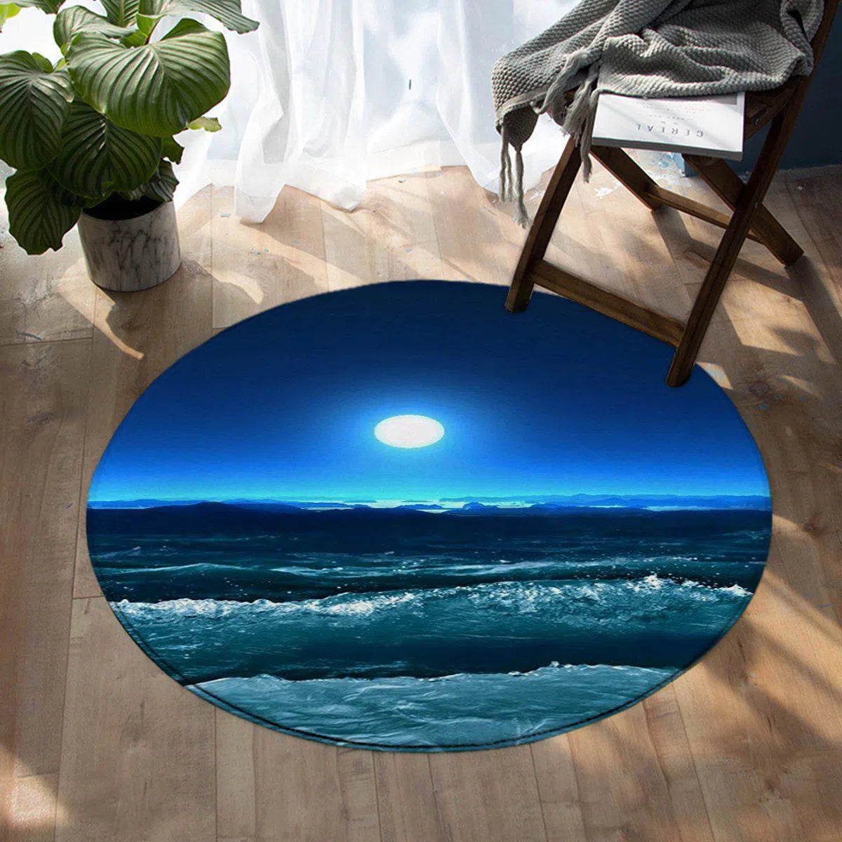 Moonlight Magic Round Area Rug - Soft & Plush Non-Slip Circle Carpet for Living Room, Bedroom, Nursery - Perfect for Cozy Home Decor & Floor Protection