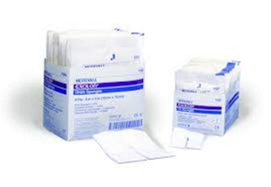 Covidien Excilon Sterile Drain Sponge 4x4 Inch - Pack of 50 White Wound Dressing for Post-Surgical Care & First Aid
