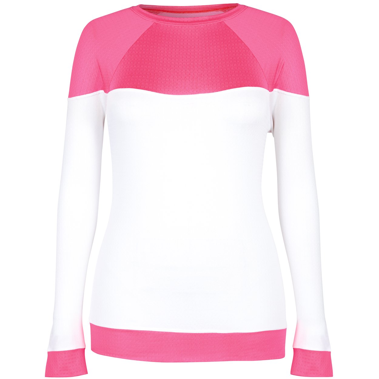 Trendy Shea Long Sleeve Top for Women - White & Electric Rose | Perfect for Casual Wear, Office Outfits & Date Nights