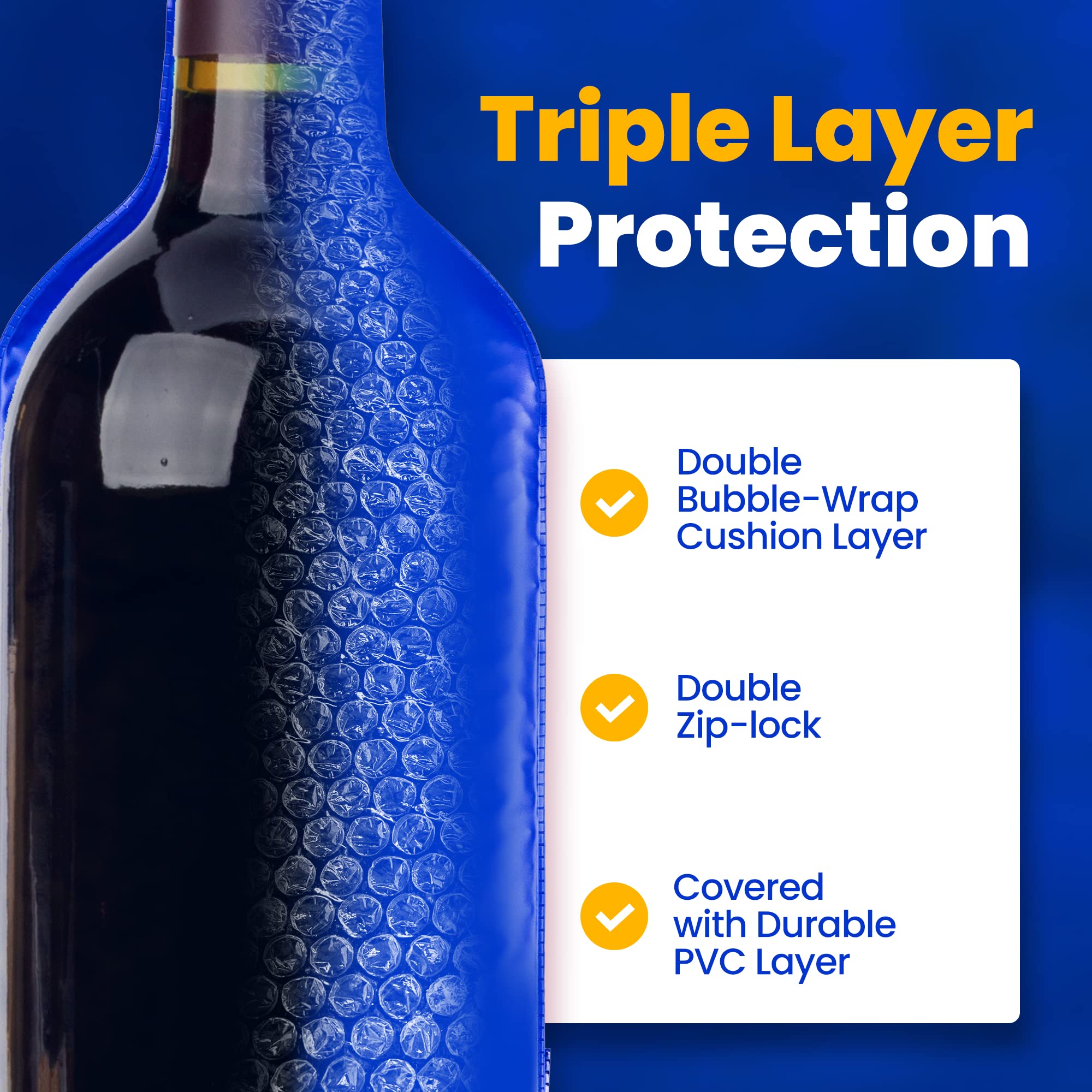 4 Pack Reusable Wine Protector Travel Bags - Bubble Cushioned Unbreakable Bottle Sleeves | Leak Proof Wine Tote Accessories for Airplane, Camping & Gifts | Perfect for Travel, Picnics & Holiday Transport