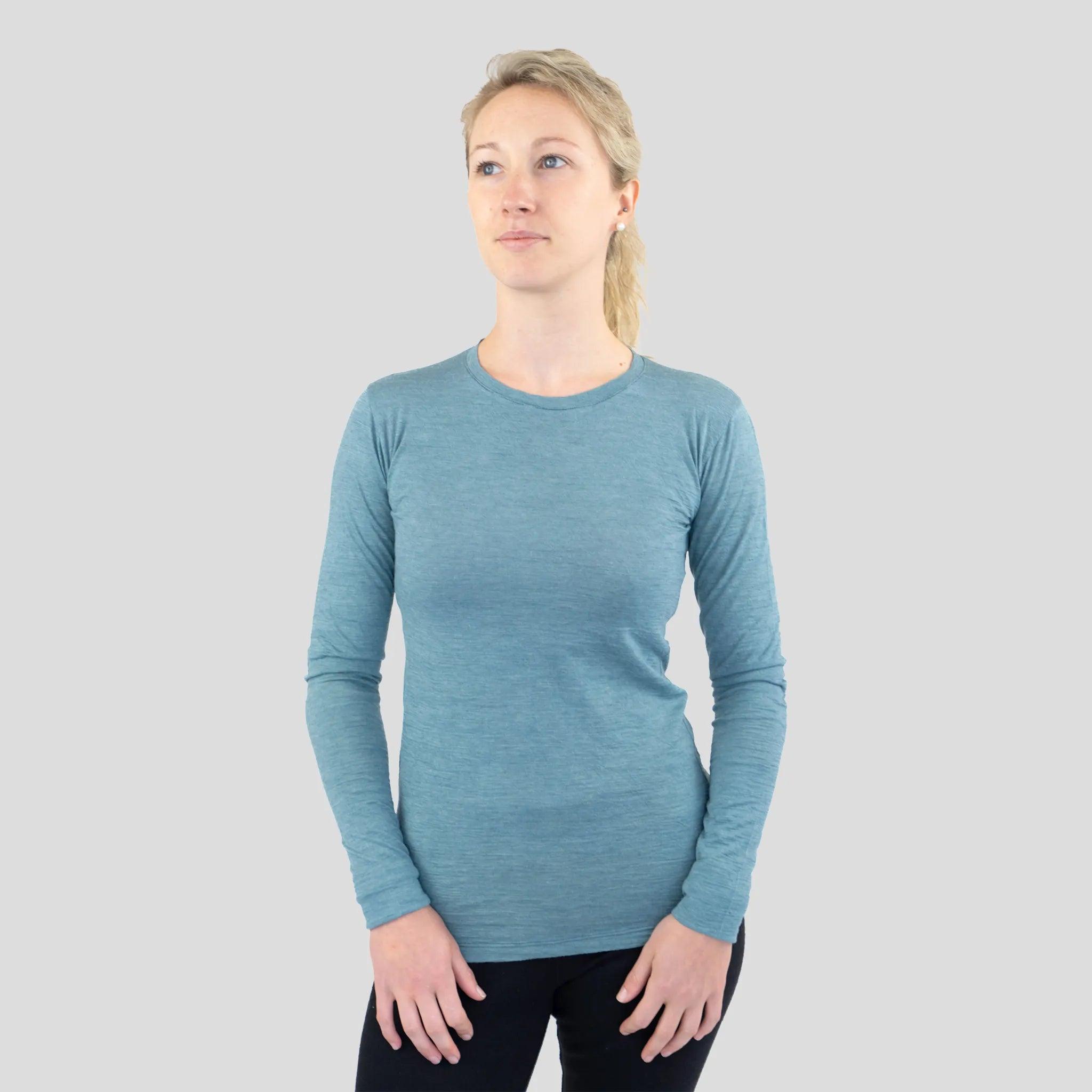 Ultralight Women's Alpaca Wool Long Sleeve T-Shirt - 160 GSM Soft & Warm Base Layer for Winter Hiking, Yoga & Casual Wear