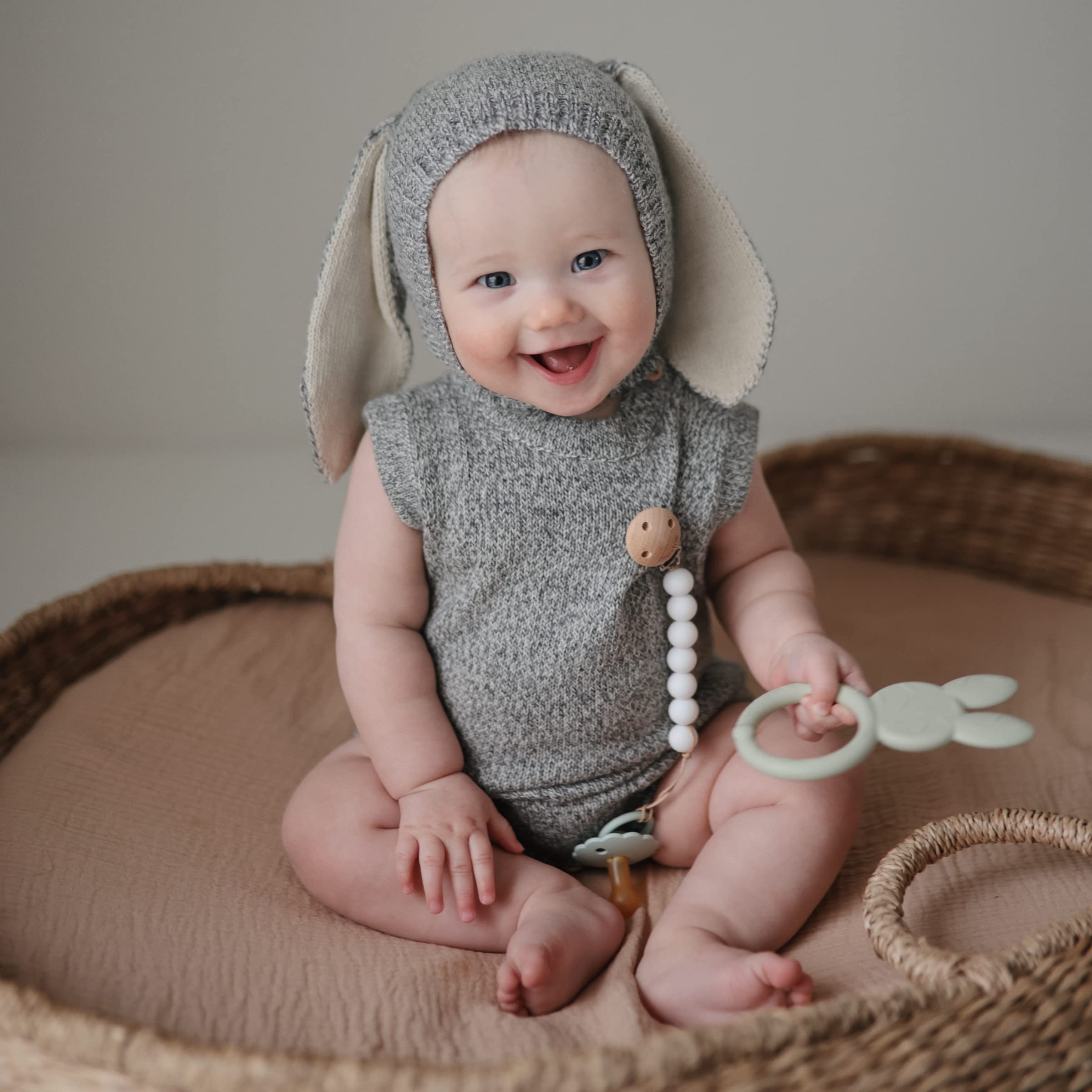 Mushie Silicone Baby Teether Toy - Bunny Shaped Teething Toy for Infants & Toddlers | Safe & BPA-Free | Perfect for Soothing Sore Gums at Home or On-the-Go