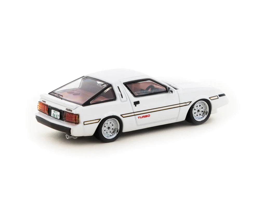 Tarmac Works 1:64 Scale Diecast Mitsubishi Starion Model Car - White Metallic Finish - Collectible Miniature Vehicle for Display, Racing Games & Car Enthusiasts