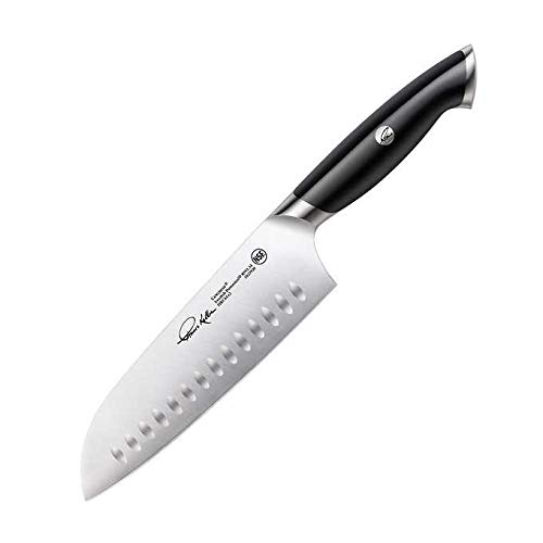 Cangshan Thomas Keller Signature Collection 7-Inch Santoku Knife - Swedish Powder Steel Forged, Black - Perfect for Professional Chefs & Home Cooking, Slicing, Dicing & Chopping Vegetables, Meat & Fish
