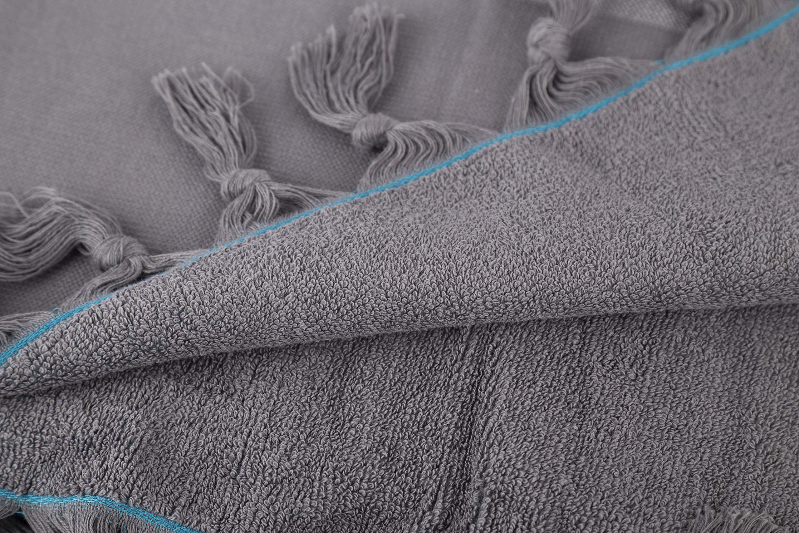 Bersuse 100% Cotton Turkish Peshtemal Towel Set of 3 - Lightweight, Quick-Dry, Absorbent Bath & Beach Towels 35x67 Inches, Anthracite - Perfect for Travel, Spa, Yoga & Poolside Use