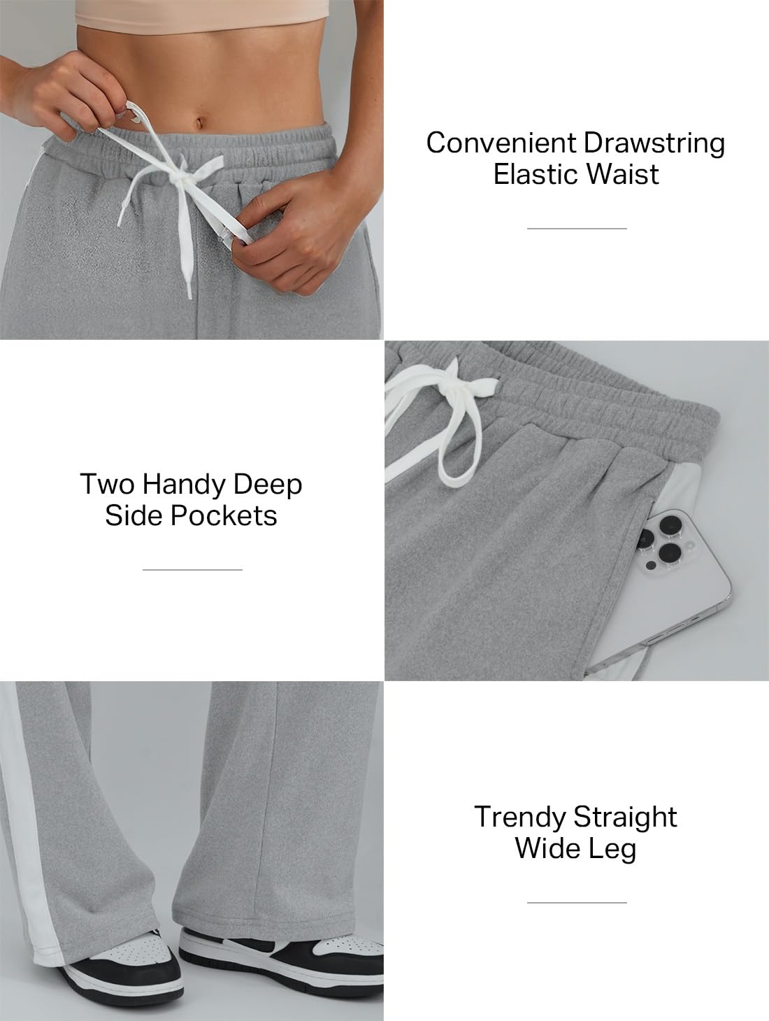 Women's Wide Leg Sweatpants - Lightweight Drawstring Lounge Pants for Yoga, Running & Casual Wear | Comfortable Straight Leg Baggy Sweatpants for Women
