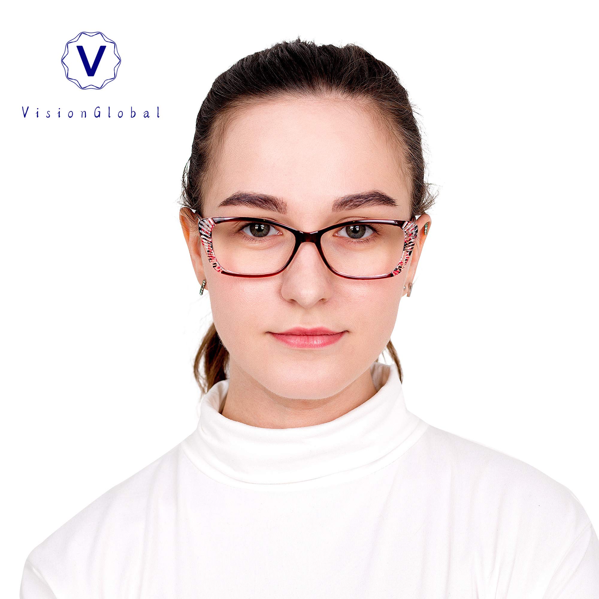 VisionGlobal 5 Pairs Spring Hinge Reading Glasses - Blue Light Blocking for Women & Men | Computer & Office Use