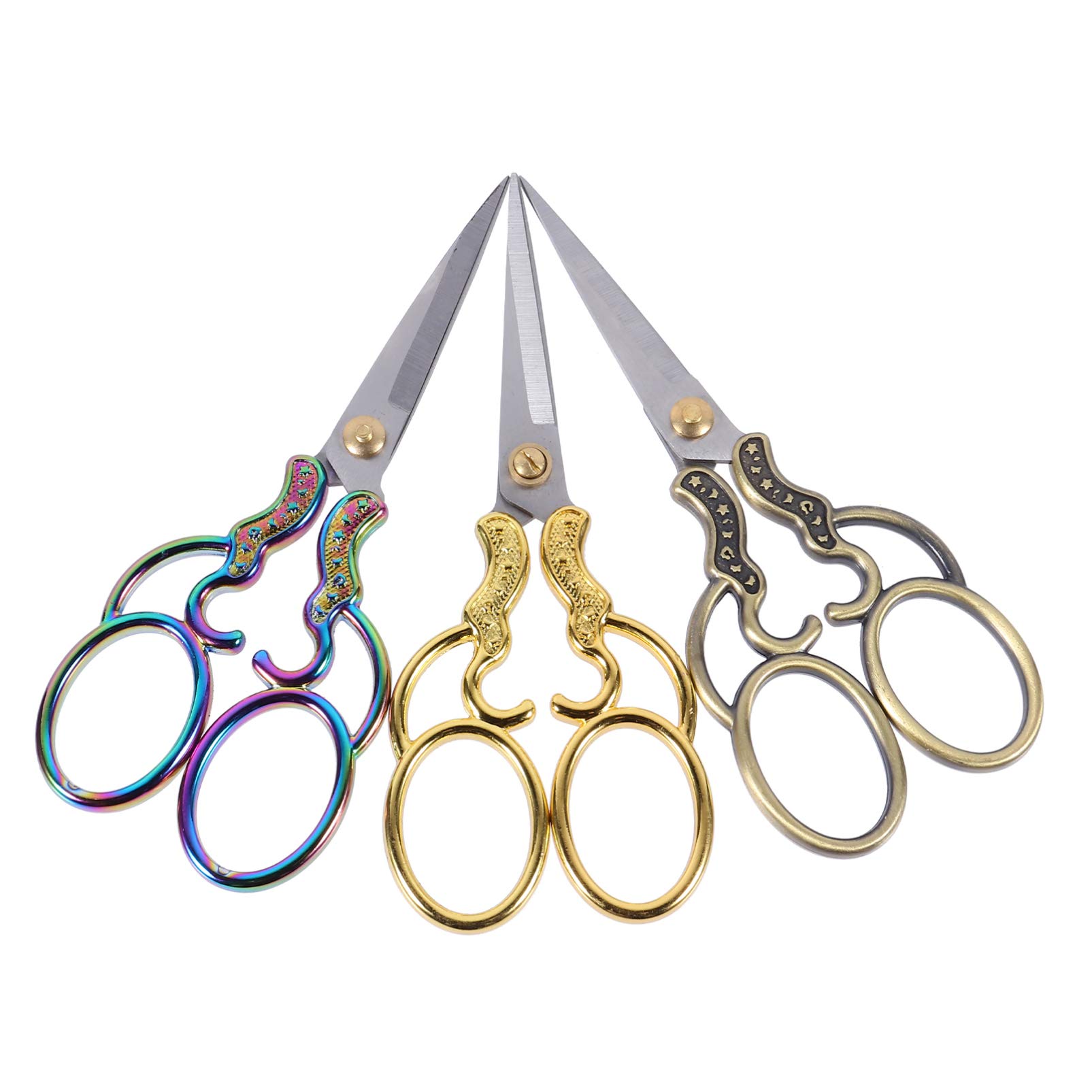 EXCEART 3-Piece Stainless Steel Sewing Scissors Set - Vintage Fabric Shears, Tailor Scissors & Precision Embroidery Shears with Sharp Tips | Perfect for Quilting, Dressmaking & Craft Projects