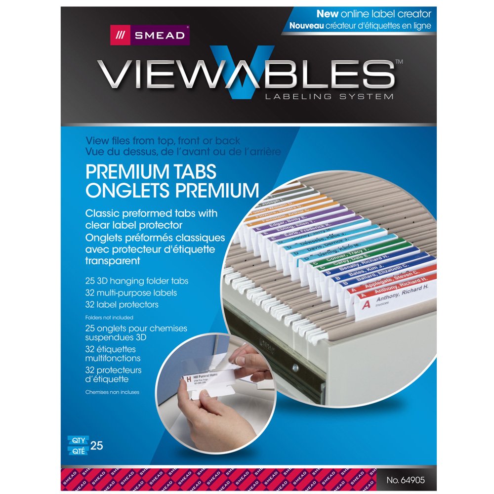 Smead Viewables® Hanging Folder Label Refill Pack - Compatible with Inkjet & Laser Printers (64905) - Perfect for Office Organization & File Management