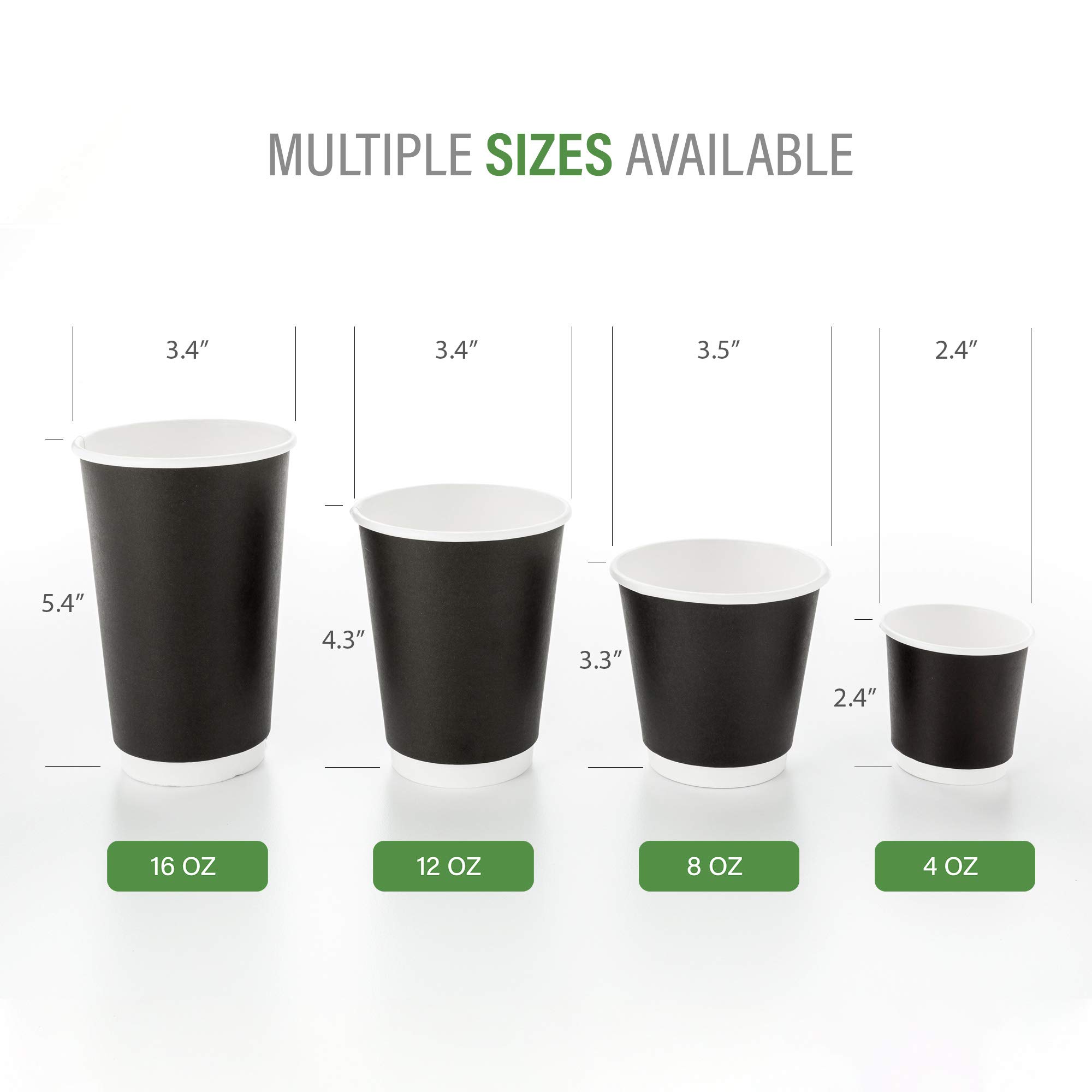 16oz Disposable Double Wall Coffee Cups (25 Pack) - Insulated Hot Cups for Coffee, Tea, Hot Chocolate - Black Rippled Paper Design - Lids Sold Separately - Perfect for Cafes, Offices & Home Use