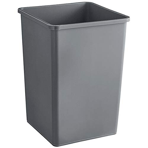 140 Qt / 35 Gallon / 132 Liter Large Gray Square Trash Can with Swing Lid - Includes Trash Bags - Heavy Duty Kitchen Garbage Bin, Waste Basket & Recycling Container for Home, Office & Outdoor Use