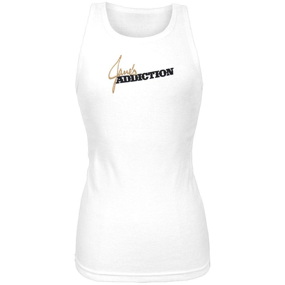 Janes Addiction Women's Classic Logo Juniors Tank Top - Medium, White - Perfect for Concerts, Festivals & Summer Outfits