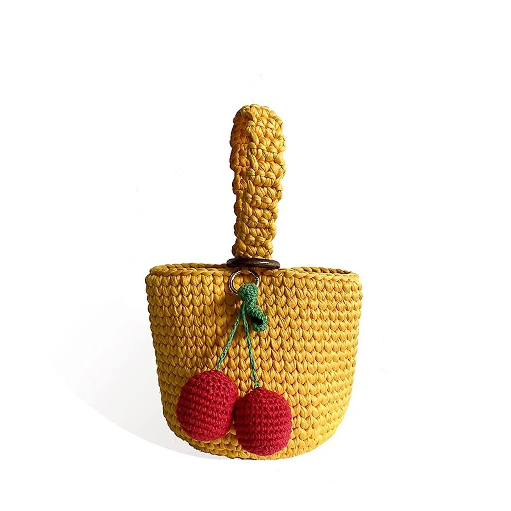 Handmade Cotton Rope Woven Crossbody Shoulder Bag for Women - Knitted Summer Beach Straw Bucket Bag (One Size) | Perfect for Vacation, Travel, Shopping & Outdoor Activities