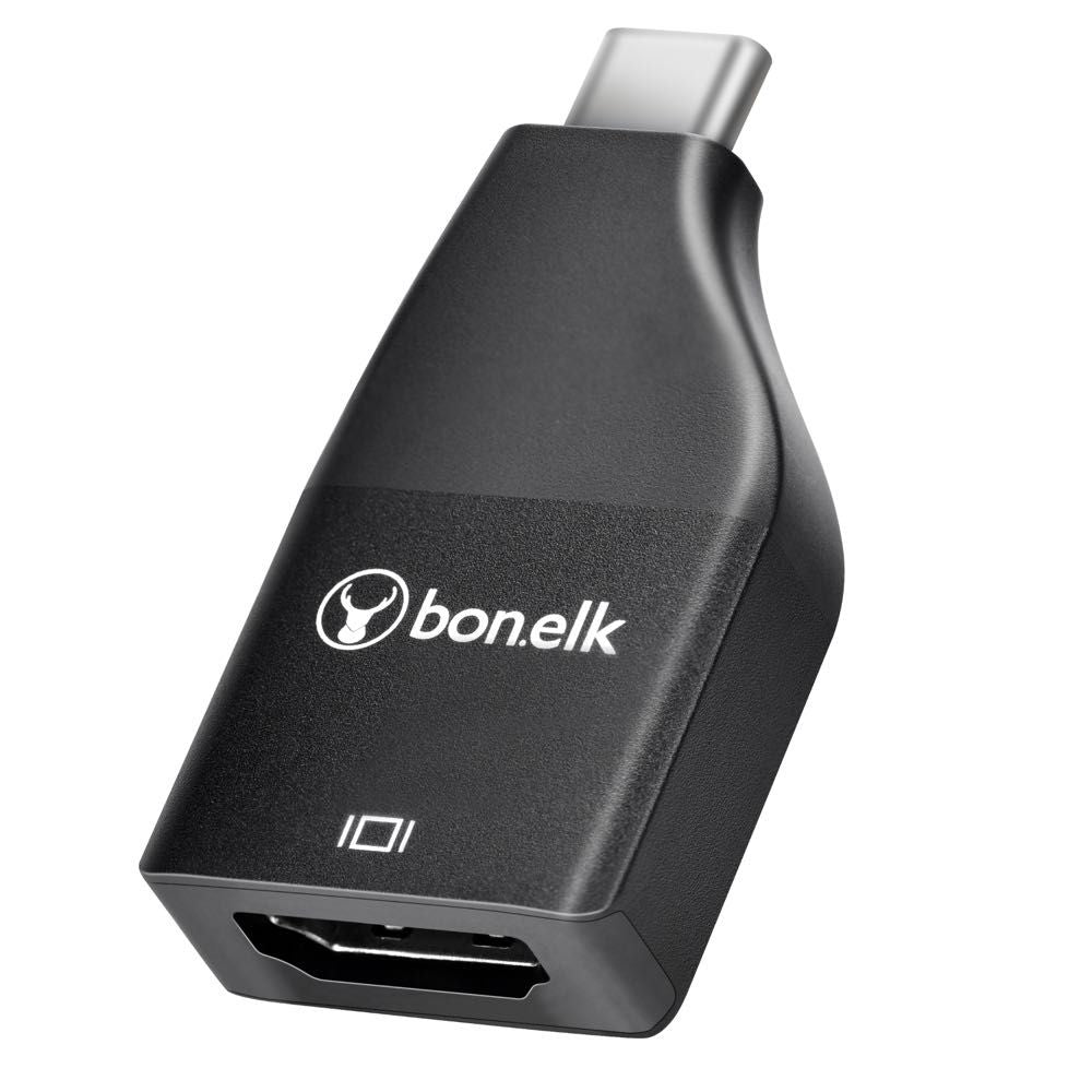 Bonelk USB C to 4K HDMI Adapter for MacBook Pro/Air, iPad, Dell XPS - Thunderbolt 3 to HDMI Converter for Ultra HD 4K@60Hz, HDR, Dual Display - Perfect for Home Theater, Gaming & Office Presentations (Black)