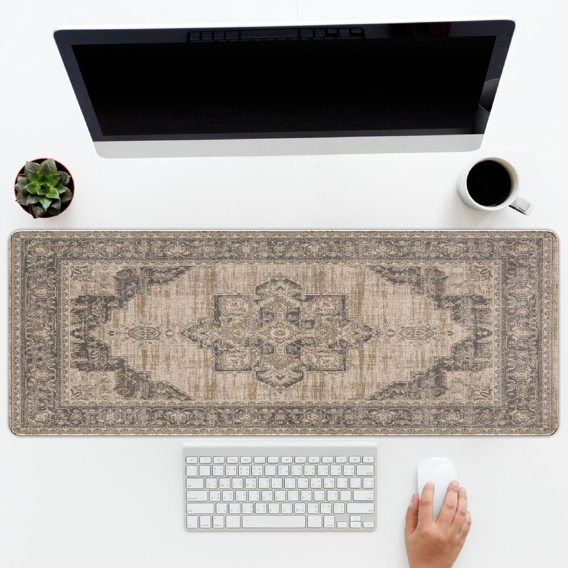 Persian Rug Mouse Pad - Large Vintage Boho Desk Mat for Computer, Laptop & Gaming - 31.5x11.8 Inches - Perfect for Home Office, Gaming Setup & Workstation Decor