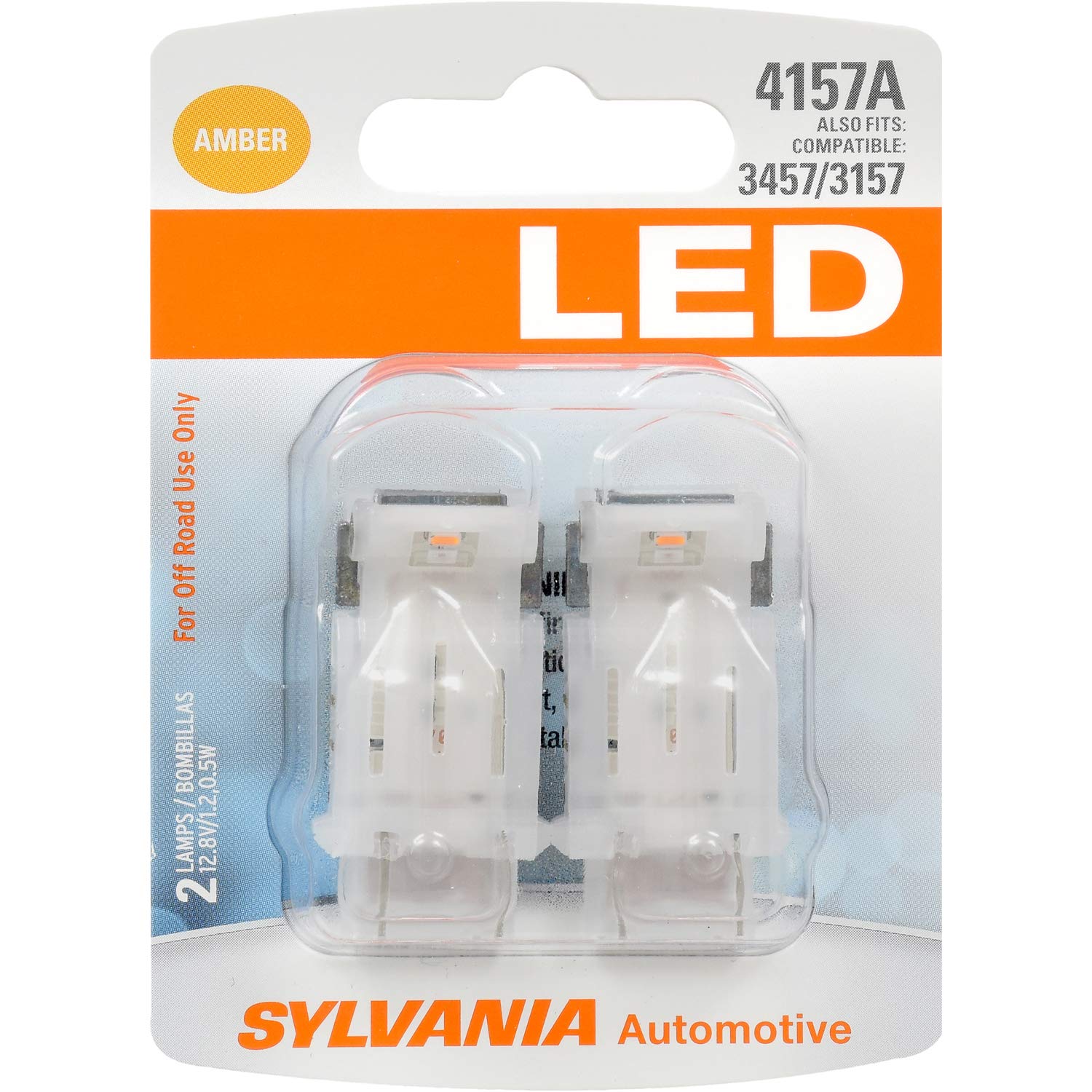 SYLVANIA 4157 LED Amber Mini Bulb - 2 Pack for Park & Turn Lights