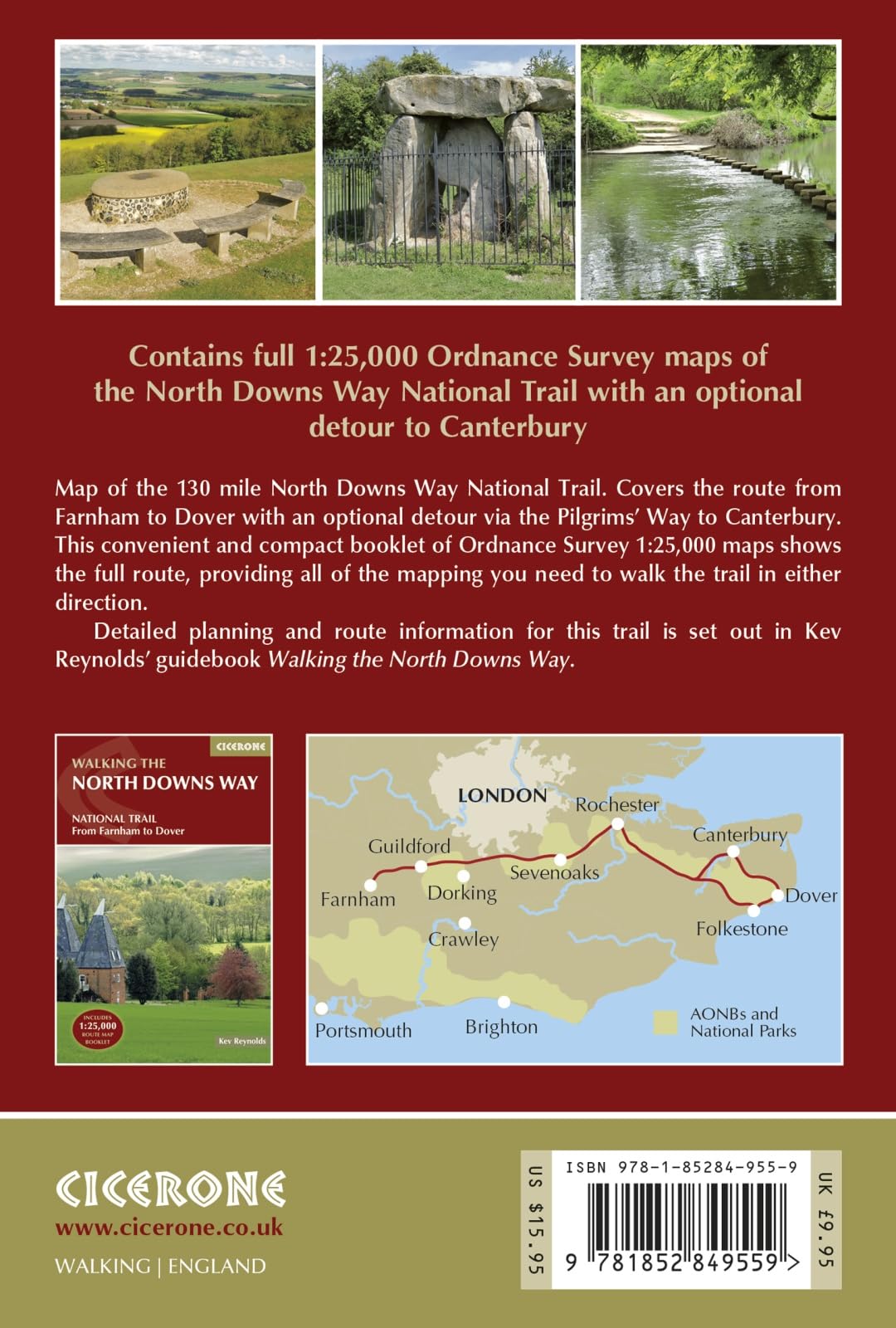 North Downs Way Map Booklet - Detailed Hiking & Walking Guide for UK Trails | Perfect for Outdoor Adventures & Travel Planning