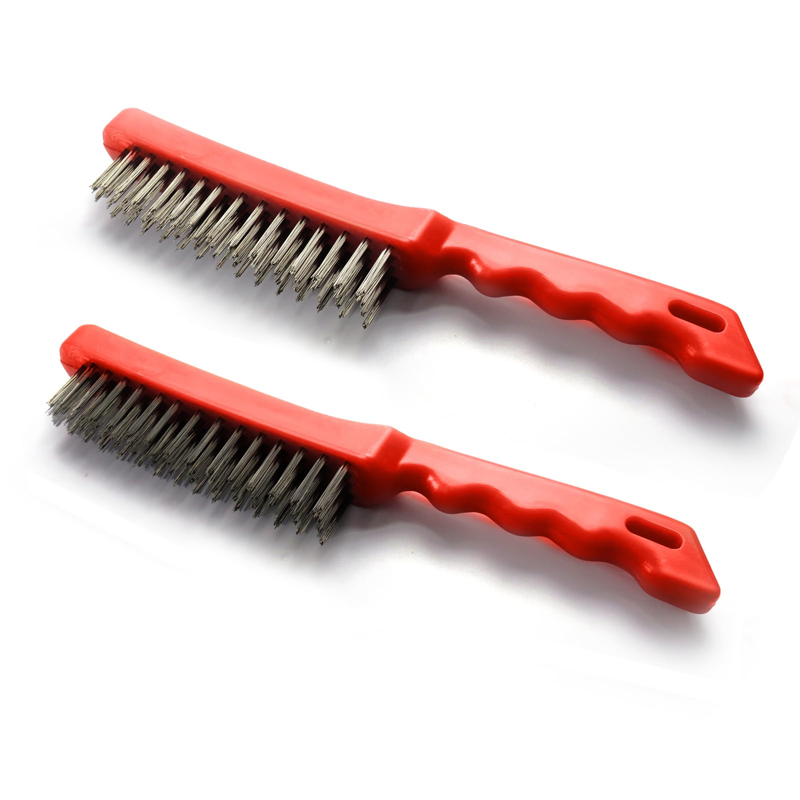 MAXMAN Heavy Duty 12-Inch Wire Scratch Brush with Plastic Handle - Rust Remover & Descaling Tool for Metal, Cars, Welding (Ideal for Automotive Repair, Metalworking & DIY Projects)