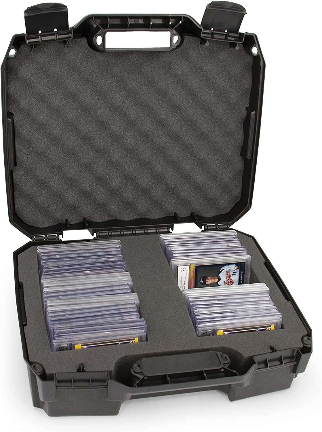 CASEMATIX Graded Card Case - Compatible with BGS, PSA, SGC, FGS One Touch Graded Sports Trading Cards (Holds 60+ Cards) - Rugged Slab Storage Box for Collectors - Perfect for Sports Card Shows & Home Display