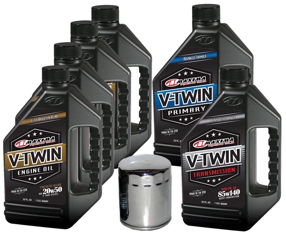 Maxima Hiflofiltro VTTOCK22 Complete Engine Oil Change Kit for Harley Davidson Twin Cam V-Twin Motorcycles - 6 Quart Synthetic Blend Oil & Filter Set - Perfect for Routine Maintenance & DIY Oil Changes